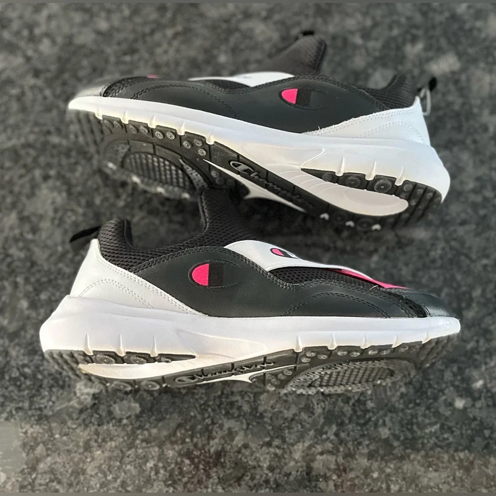 Champion Rally Pro Black and Pink Logo Slip-On Shoes Women’s Size 9W‎ NWOT